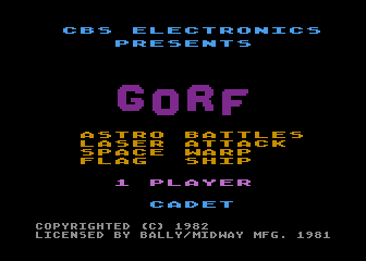 Game cover Gorf ( - a5200)