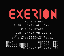 Game Exerion 1 (Machines with Software eXchangeability - msx1)