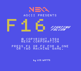 Game F16 Fighting Falcon (Machines with Software eXchangeability - msx1)