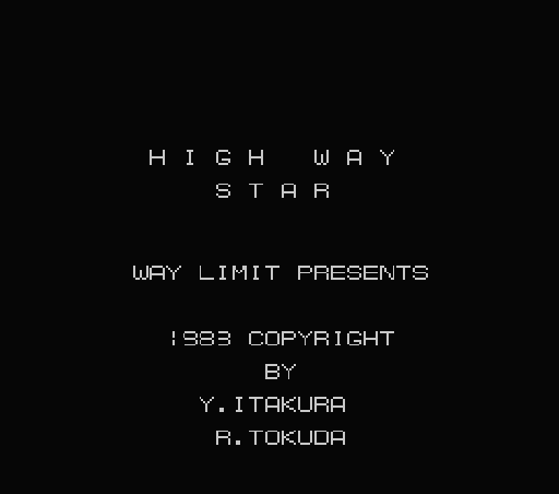 Game High Way Star (Machines with Software eXchangeability - msx1)