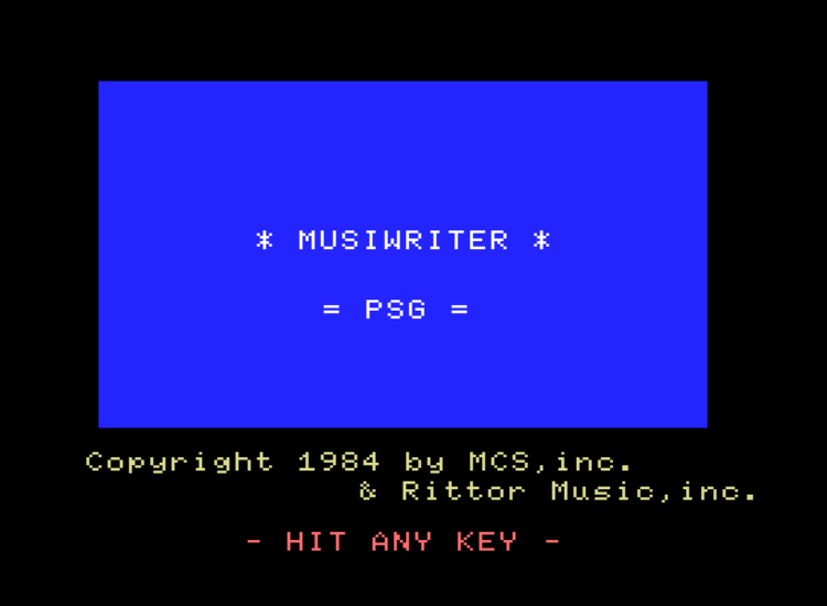 Game PSG Music Writer (Machines with Software eXchangeability - msx1)