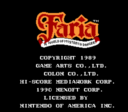 Game Faria - A World of Mystery & Danger! (Dendy - nes)